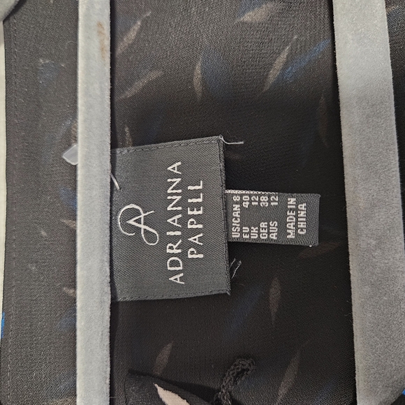 Adrianna Papel Chic Black and Blue Patterned Dress wrap style Size 8 - Picture 14 of 14